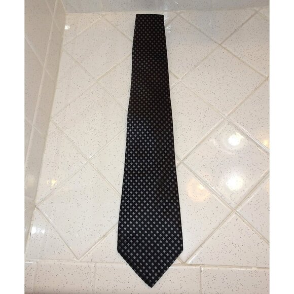 Grey & Black Geoffrey Beene Silk Neck Tie mens formalwear - Picture 2 of 6